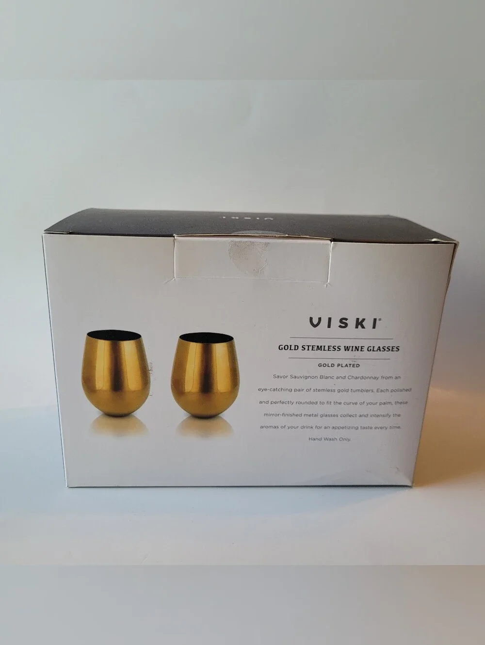Golden Bachelor - Viski Gold Stemless Metal Wine Glasses - Set of 2